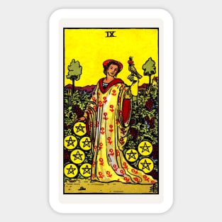 Card #72 - Nine Of Pentacles - Rider Waite Smith Tarot Sticker